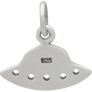 Sterling Silver Cut Out Flying Saucer Charm - Poppies Beads n' More