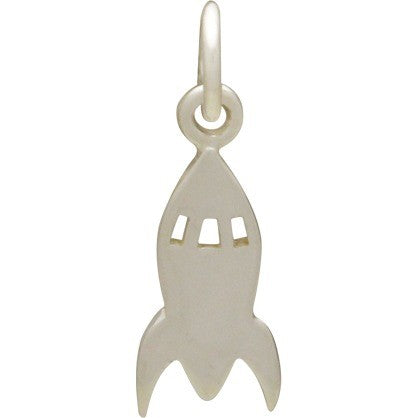 Sterling Silver Rocket Ship Charm - Poppies Beads n' More