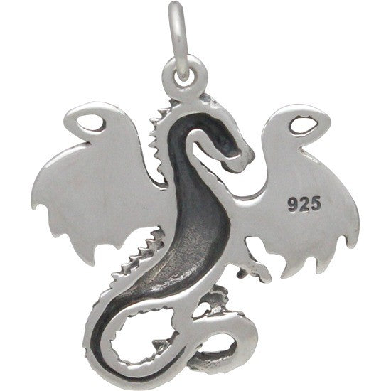 Sterling Silver Fairy Tale Dragon Charm - Poppies Beads n' More