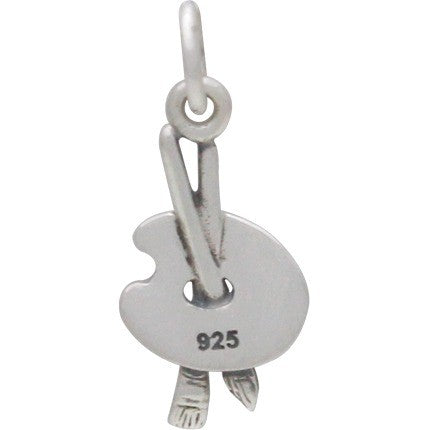 Sterling Silver Paint Brush and Palette Charm - Poppies Beads n' More