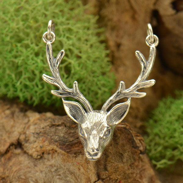 Realistic Stag Head Pendant Festoon - Poppies Beads n' More