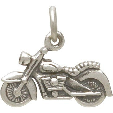 Sterling Silver Motorcycle Charm - Poppies Beads n' More