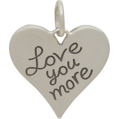 Sterling Silver Love You More Heart Charm - Poppies Beads n' More