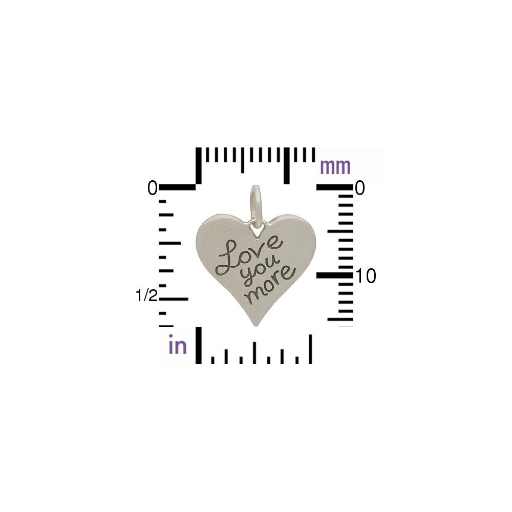 Sterling Silver Message Charm: Love You More - Poppies Beads n' More