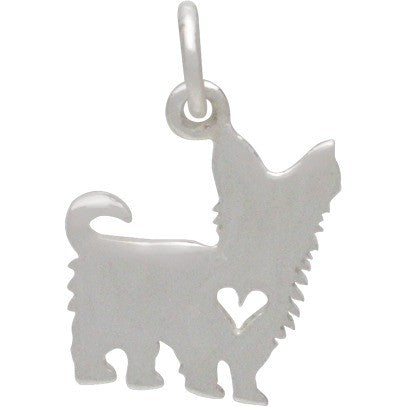 Sterling Silver Silhouetted Yorkshire Terrier Charm - Poppies Beads n' More