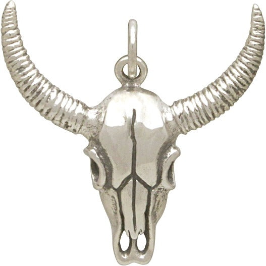 Sterling Silver Cow Skull Pendant - Poppies Beads n' More