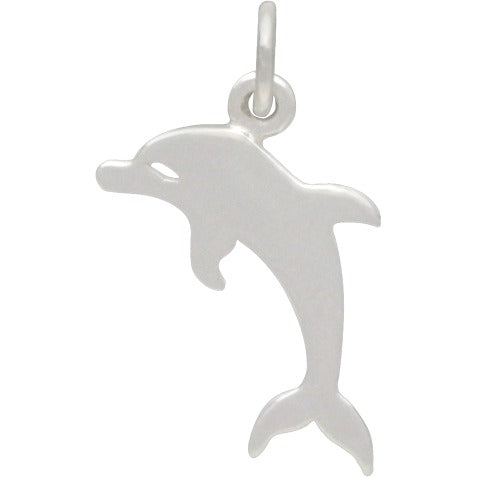 Sterling Silver Dolphin Charm - Flat Plate - Poppies Beads n' More