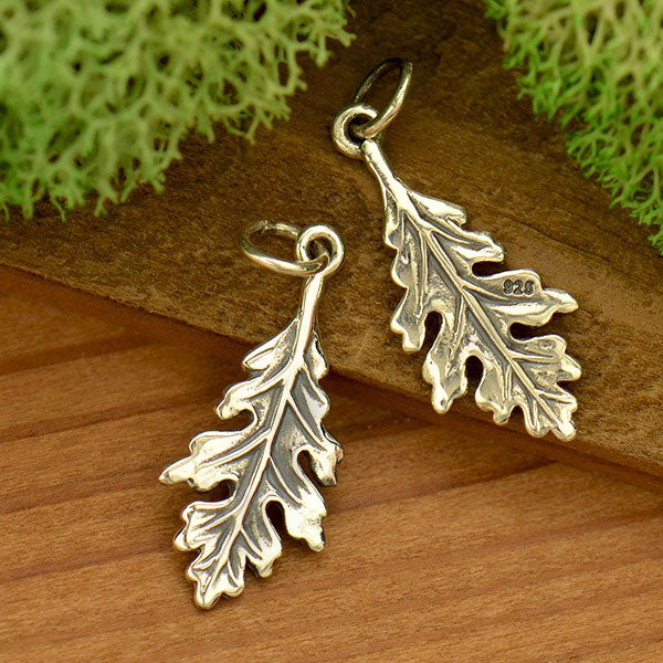 Sterling Silver Oak Leaf Charm - Poppies Beads n' More