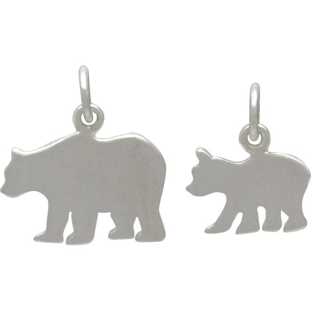 Sterling Silver Mama Bear and Baby Bear - Etched Set or Stamping Blank Set - Poppies Beads n' More