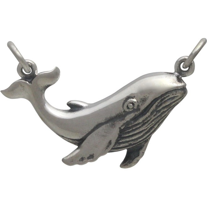 Sterling Silver Humpback Whale Pendant - Whale Charm - Poppies Beads n' More