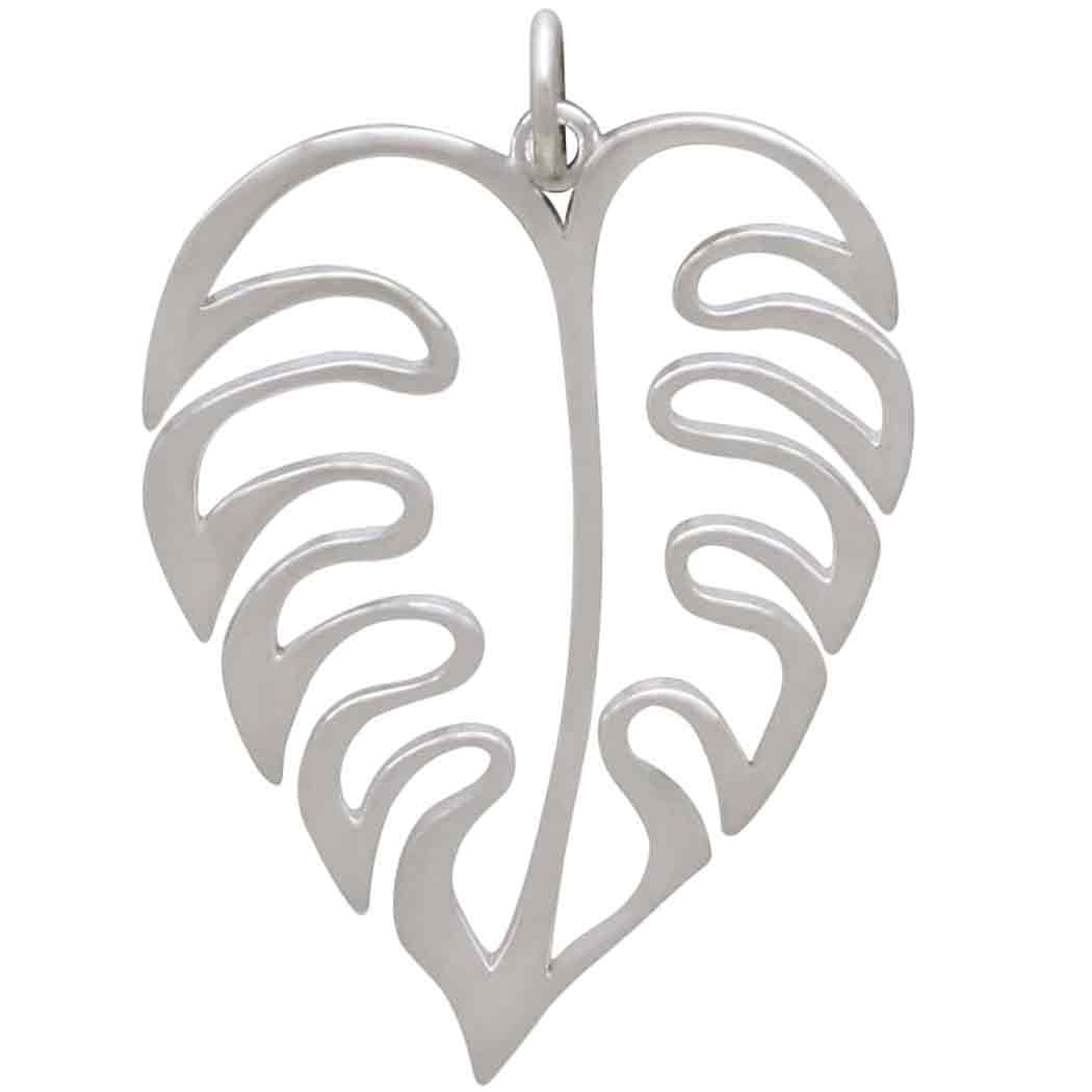 Sterling Silver Openwork Monstera Pendant - Poppies Beads n' More