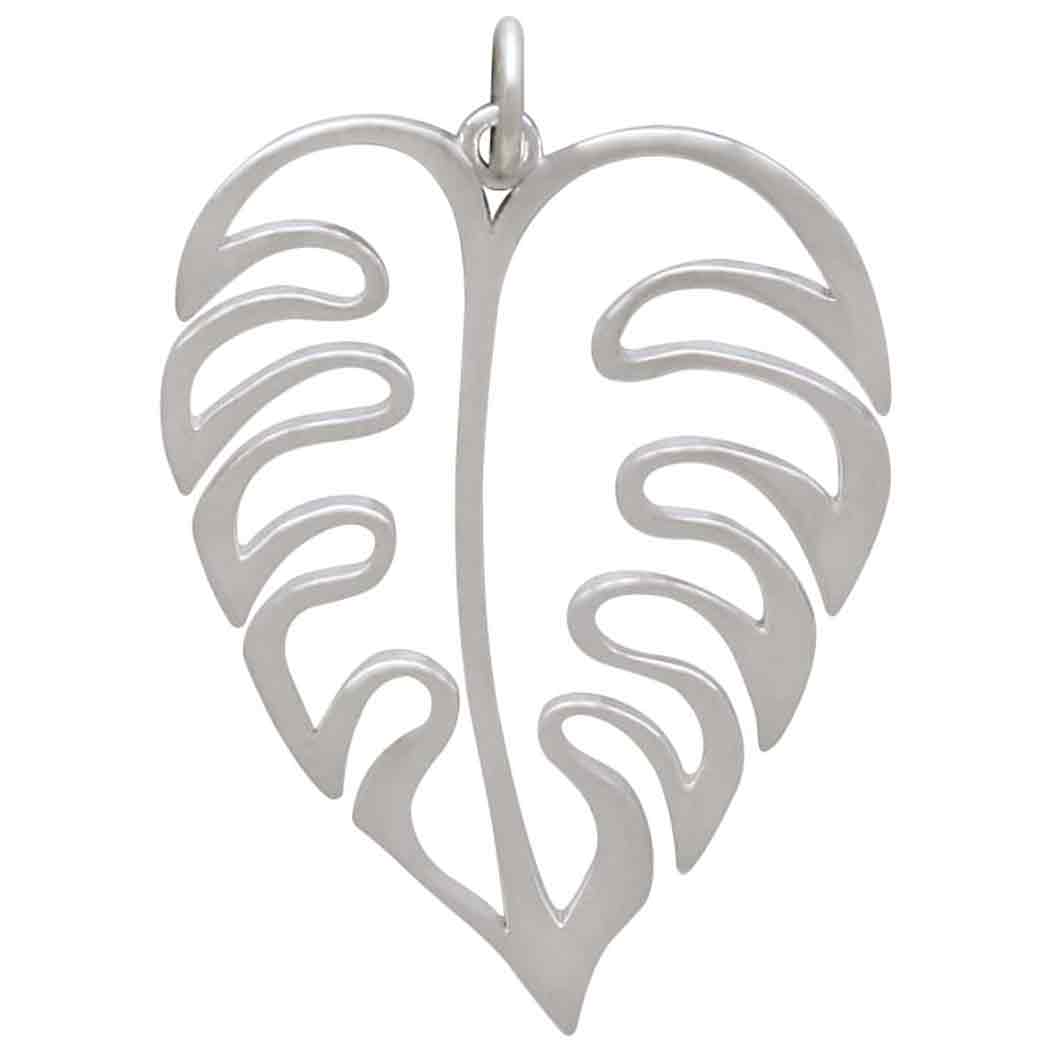 Sterling Silver Openwork Monstera Pendant - Poppies Beads n' More