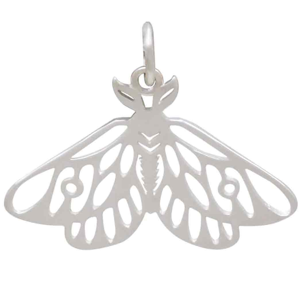 Sterling Silver Openwork Moth Charm - Poppies Beads n' More