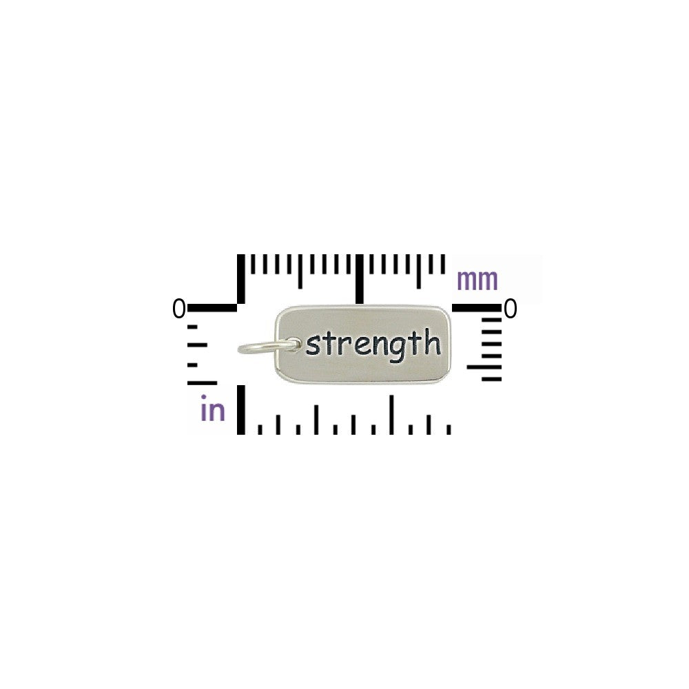 Sterling Silver Word Charm: "strength" - Poppies Beads n' More