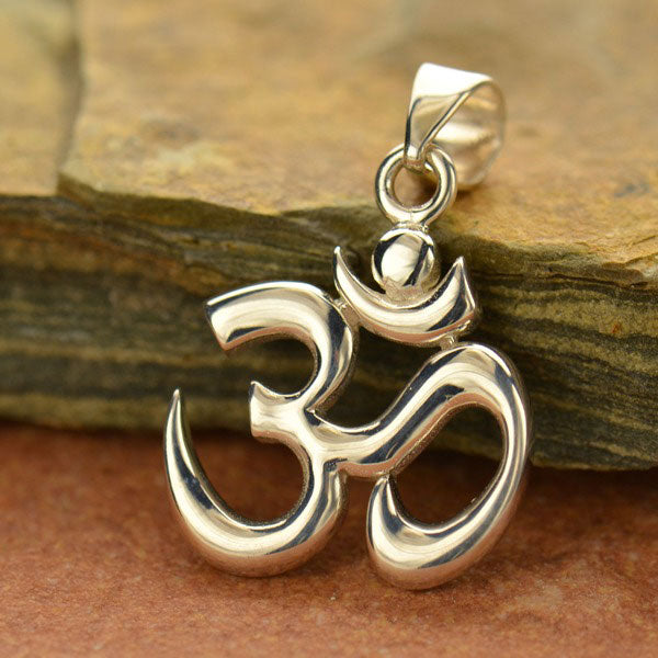 Sterling Silver Om Pendant with Bail - Poppies Beads n' More