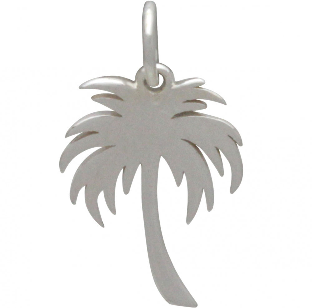 Sterling Silver Large Palm Tree Charm - Cutout - Poppies Beads n' More