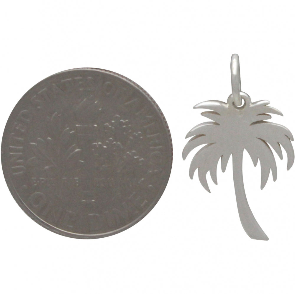 Sterling Silver Large Palm Tree Charm - Cutout - Poppies Beads n' More