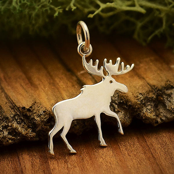 Sterling Silver Moose Charm - Poppies Beads n' More