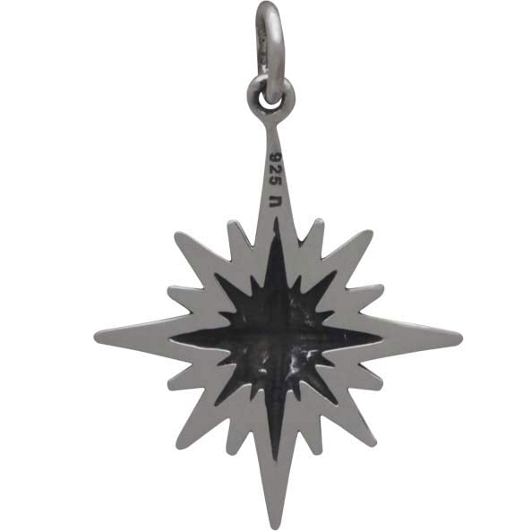 Sterling Silver North Star Charm with 16 Points - Poppies Beads n' More