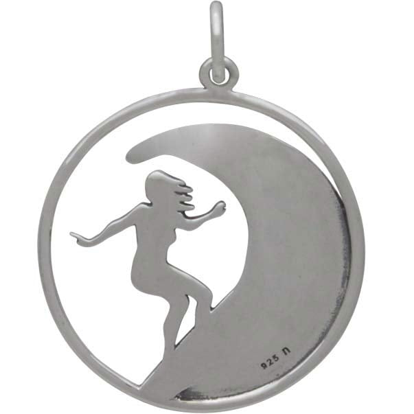 Sterling Silver Surfer Girl Charm - Poppies Beads n' More