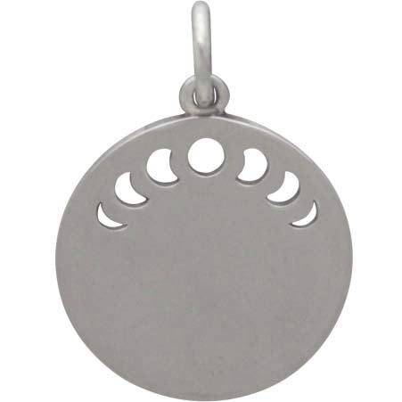 Sterling Silver Mountain Charm w Moon Phase Cutouts - Poppies Beads n' More