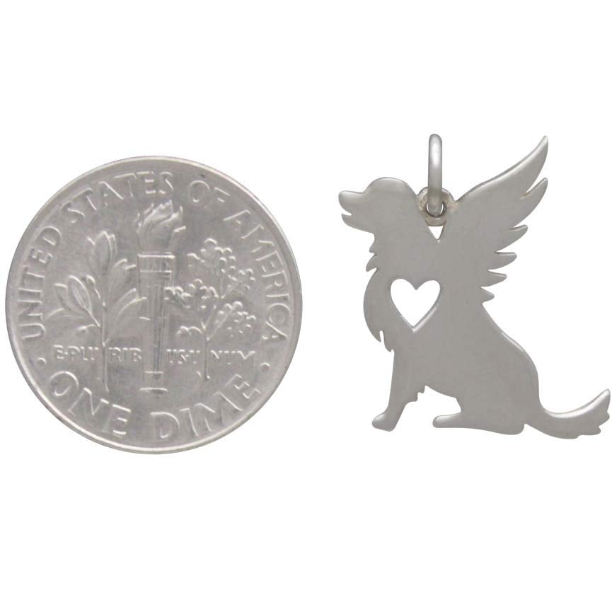 Sterling Silver Angel Dog Charm - Poppies Beads n' More