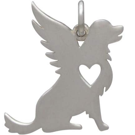 Sterling Silver Angel Dog Charm - Poppies Beads n' More