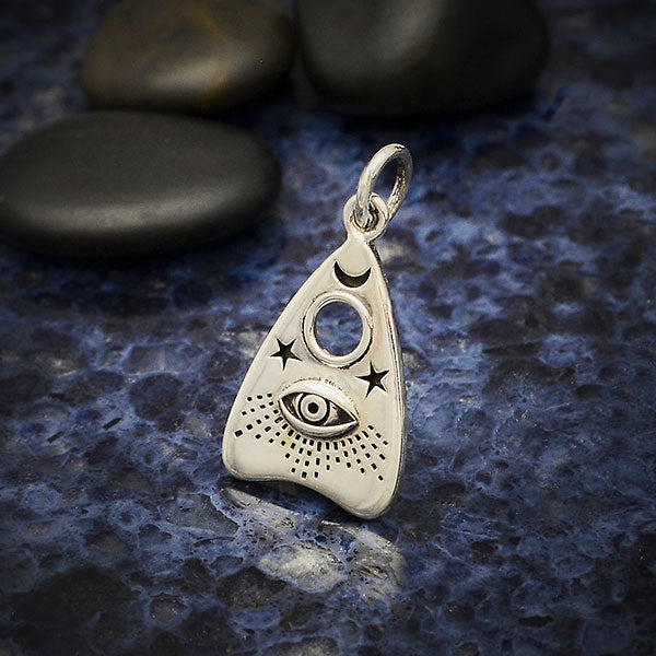 Silver Ouija Planchette Charm with All Seeing Eye - Poppies Beads n' More