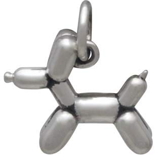 Sterling Silver Balloon Dog Charm - Poppies Beads n' More