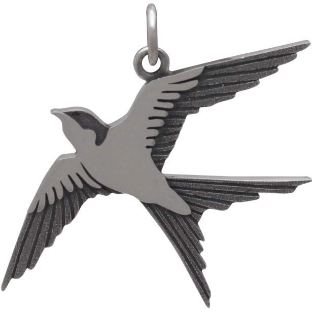 Sterling Silver Swallow Pendant - Poppies Beads n' More