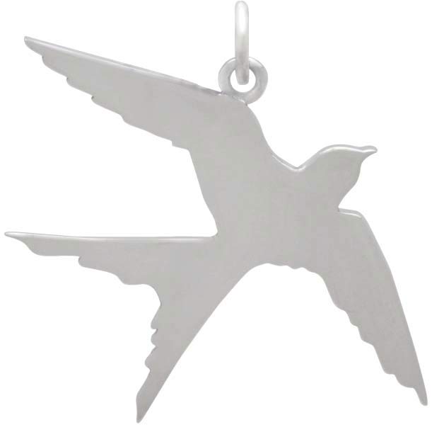 Sterling Silver Swallow Pendant - Poppies Beads n' More