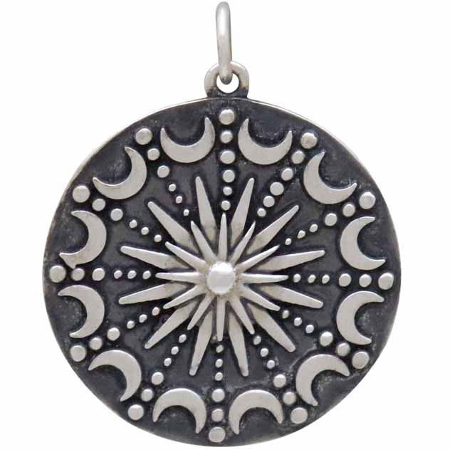 Sterling Silver Sun and Moon Mandala Pendant - Poppies Beads n' More