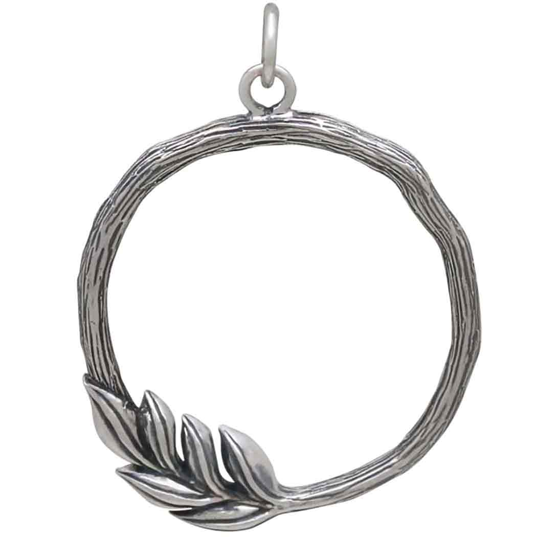 Sterling Silver Twig Circle Pendant - Poppies Beads n' More