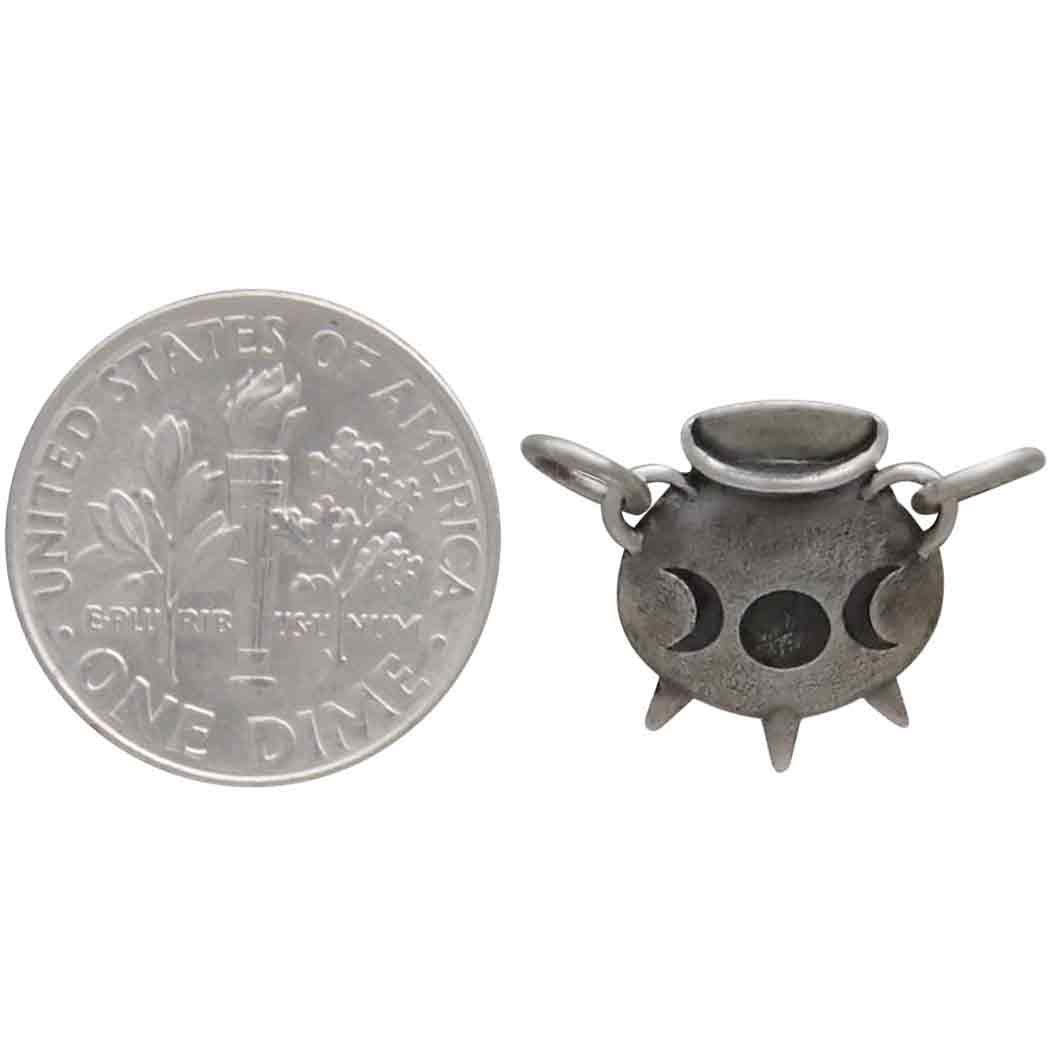 Sterling Silver Witch Cauldron Charm Link - Poppies Beads n' More