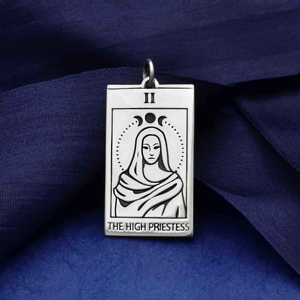 Sterling Silver High Priestess Tarot Card Charm - Poppies Beads n' More