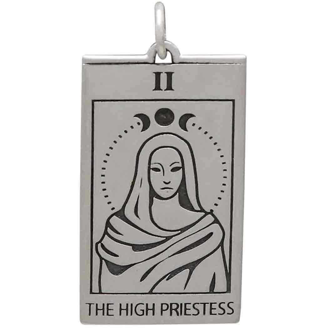 Sterling Silver High Priestess Tarot Card Charm - Poppies Beads n' More