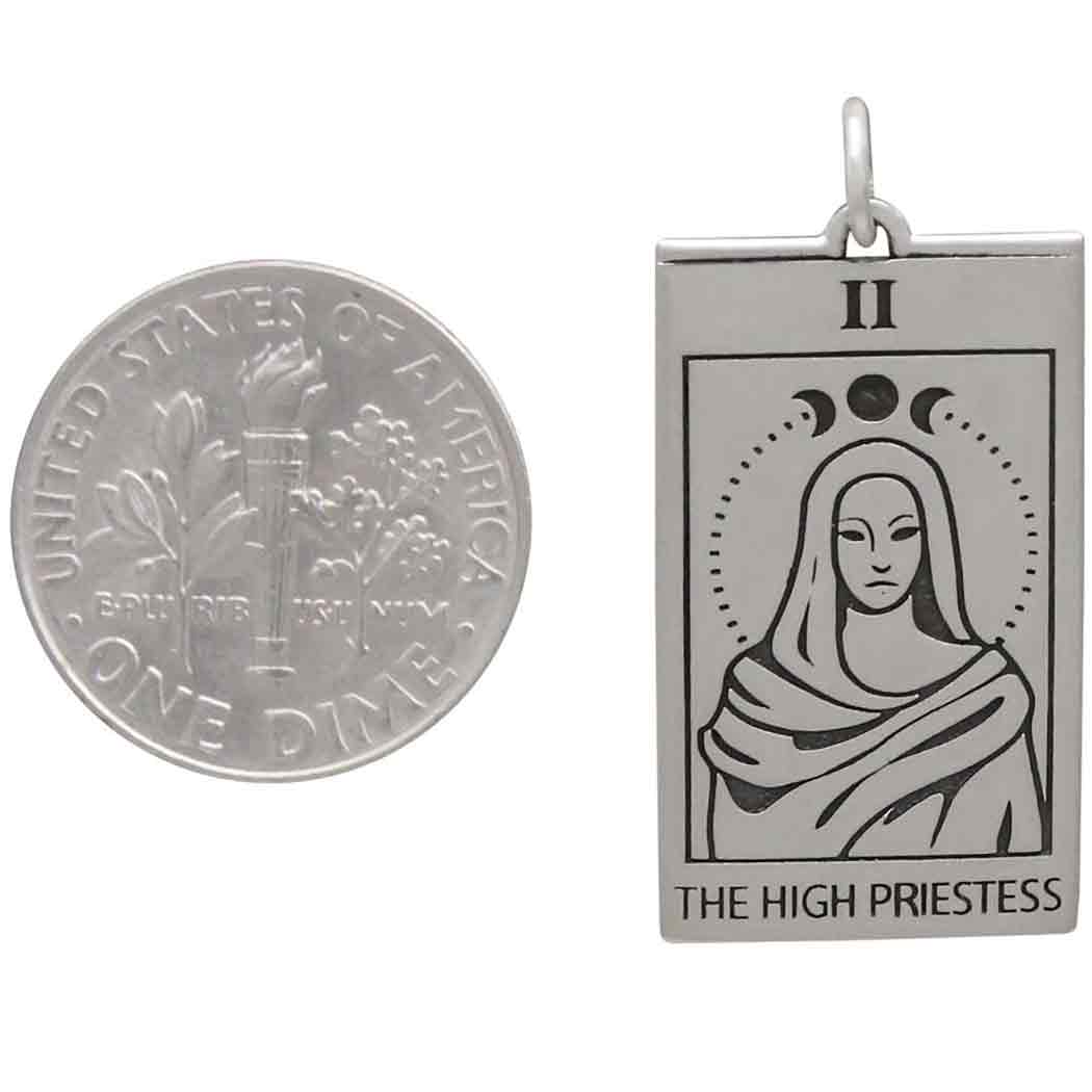 Sterling Silver High Priestess Tarot Card Charm - Poppies Beads n' More