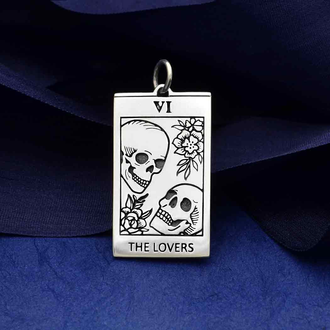 Sterling Silver Lovers Tarot Card Charm - Poppies Beads n' More