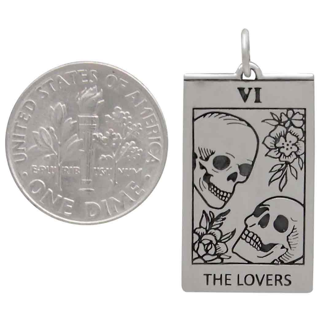 Sterling Silver Lovers Tarot Card Charm - Poppies Beads n' More