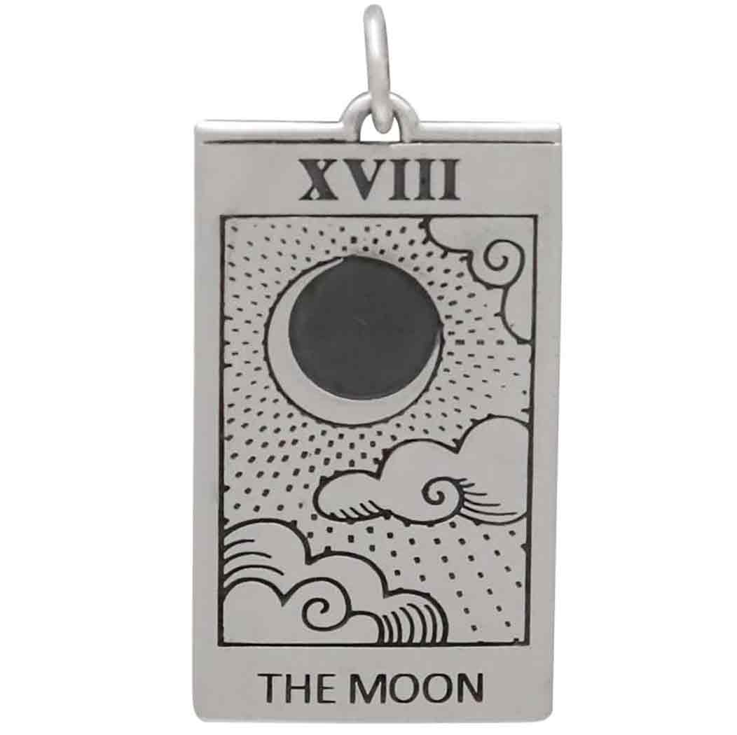 Sterling Silver Moon Tarot Card Charm - Poppies Beads n' More