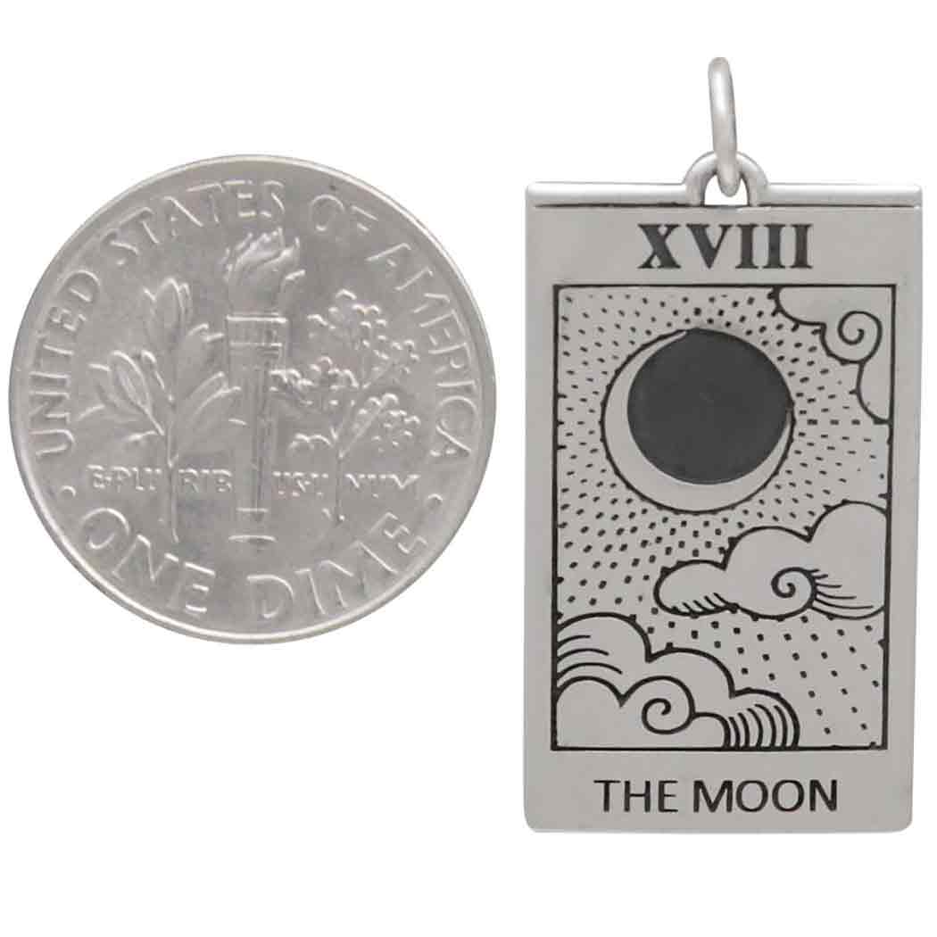 Sterling Silver Moon Tarot Card Charm - Poppies Beads n' More