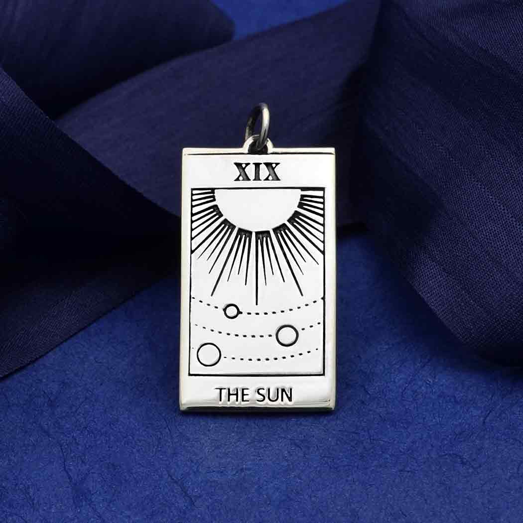 Sterling Silver Sun Tarot Card Charm - Poppies Beads n' More