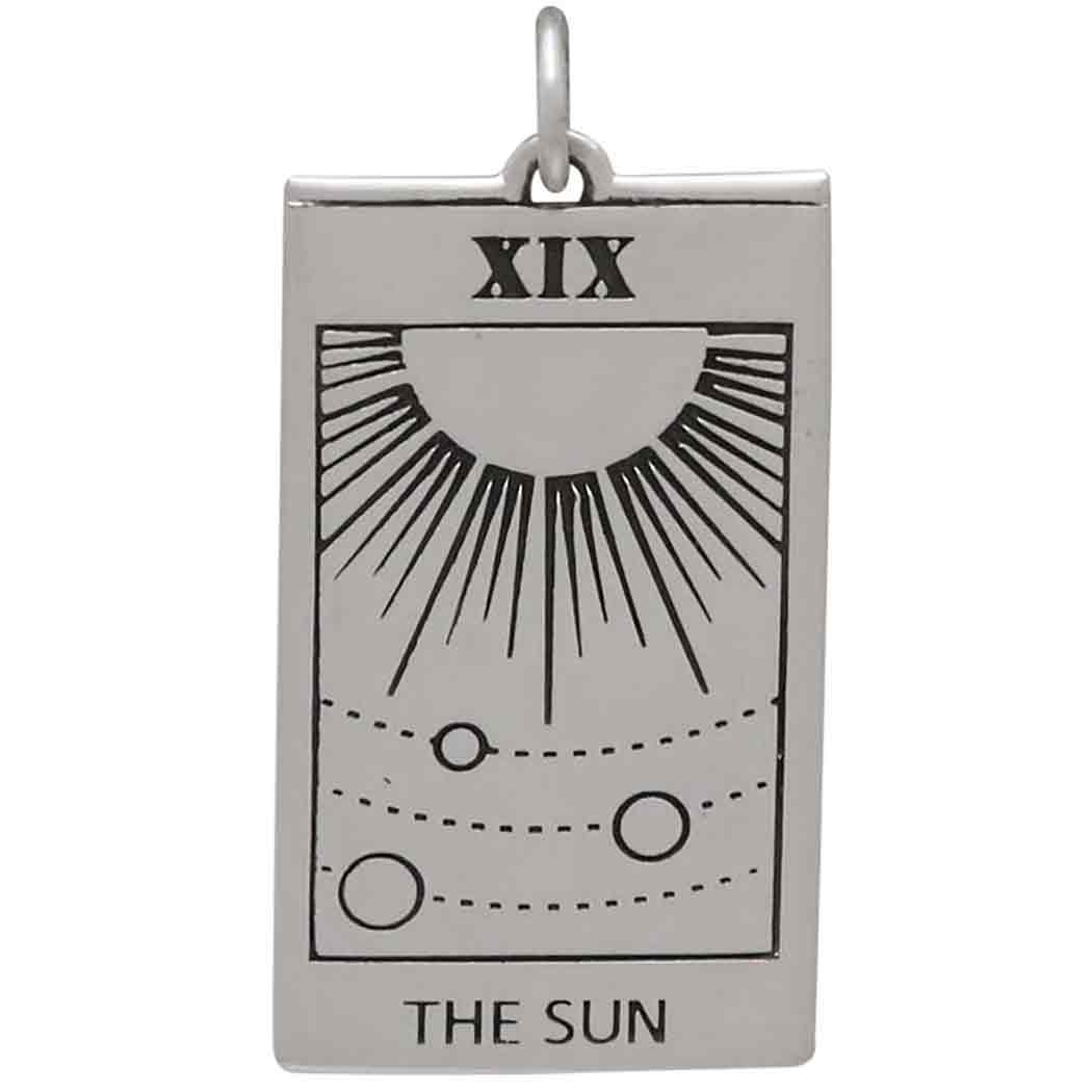 Sterling Silver Sun Tarot Card Charm - Poppies Beads n' More