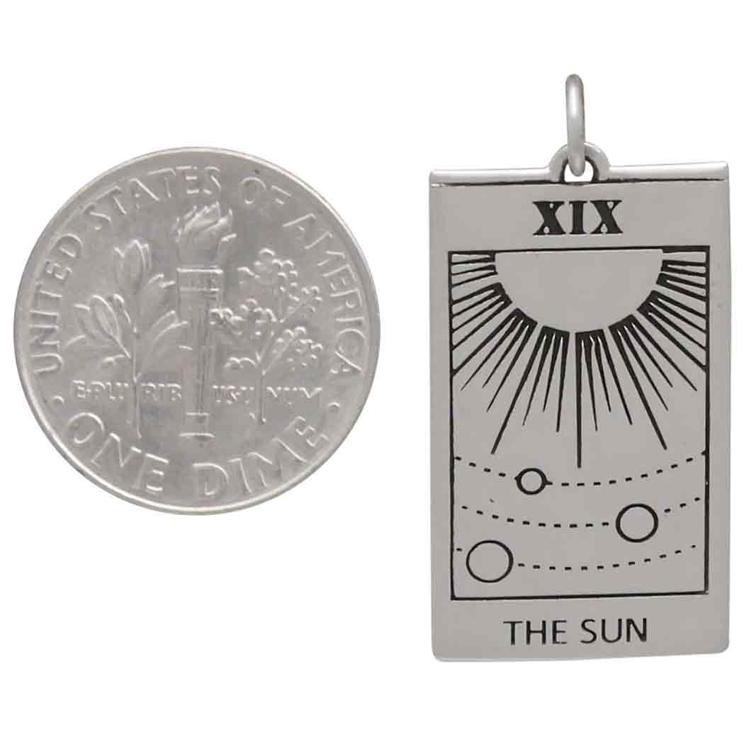 Sterling Silver Sun Tarot Card Charm - Poppies Beads n' More