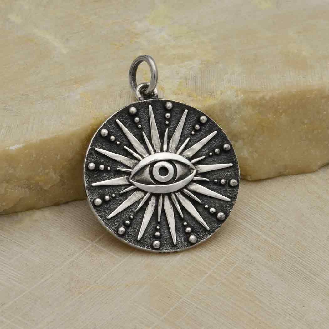 Sterling Silver All Seeing Eye Mandala Charm - Poppies Beads n' More