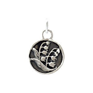 Sterling Silver Small Circle Charm with Etched Flowers - Poppies Beads n' More