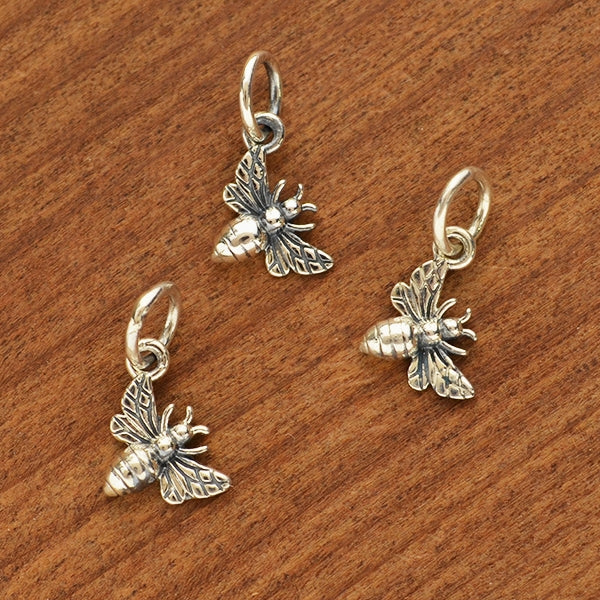 Sterling Silver Tiny Honey Bee Charm - Poppies Beads n' More