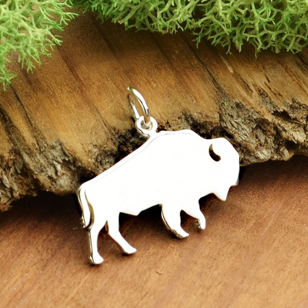 Sterling Silver Buffalo Charm - Wild & Free - Stamping Blank, - Poppies Beads n' More