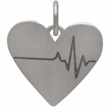 Sterling Silver Heartbeat Charm - Poppies Beads n' More