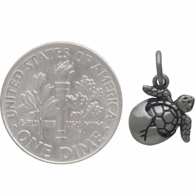 Sterling Silver Baby Sea Turtle Charm - Poppies Beads n' More